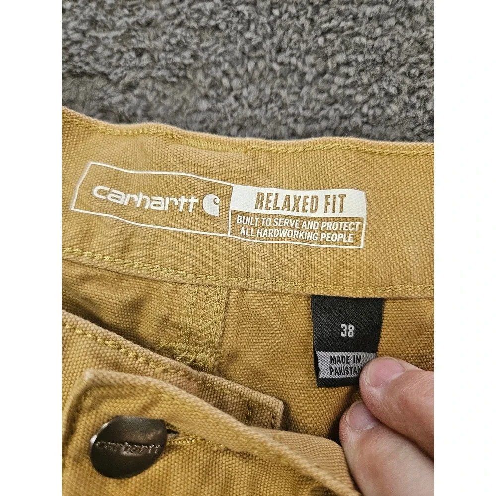 Carhartt Canvas Shorts Mens 38 Tan Rugged Flex Relaxed Fit Utility Workwear 8.5